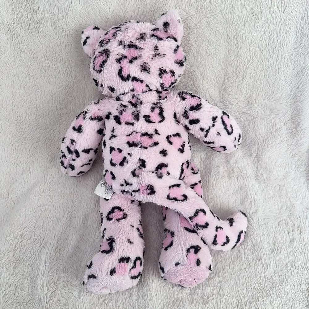 Build a Bear Sassy Cat Pink Leopard Pattern Heart Nose Stuffed Animal